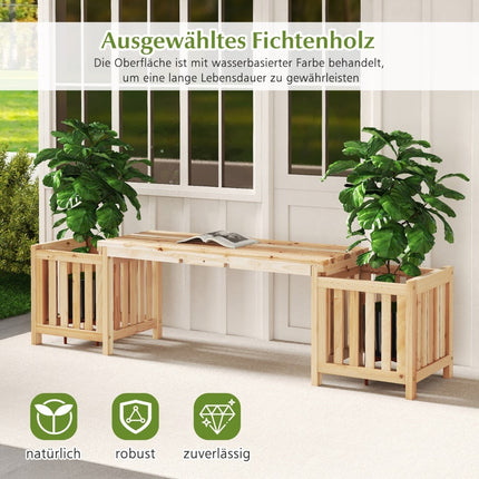 Holz-Gartenbank mit Pflanzkästen – 2-Sitzer, Tannenholz