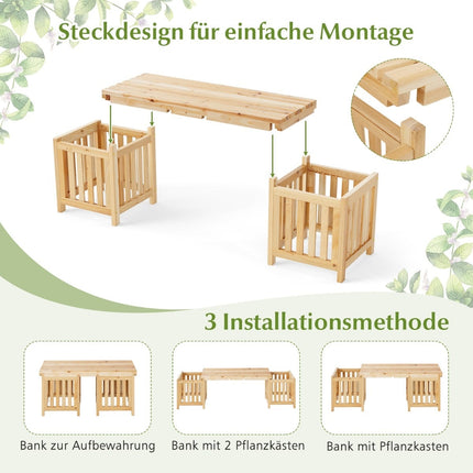 Holz-Gartenbank mit Pflanzkästen – 2-Sitzer, Tannenholz