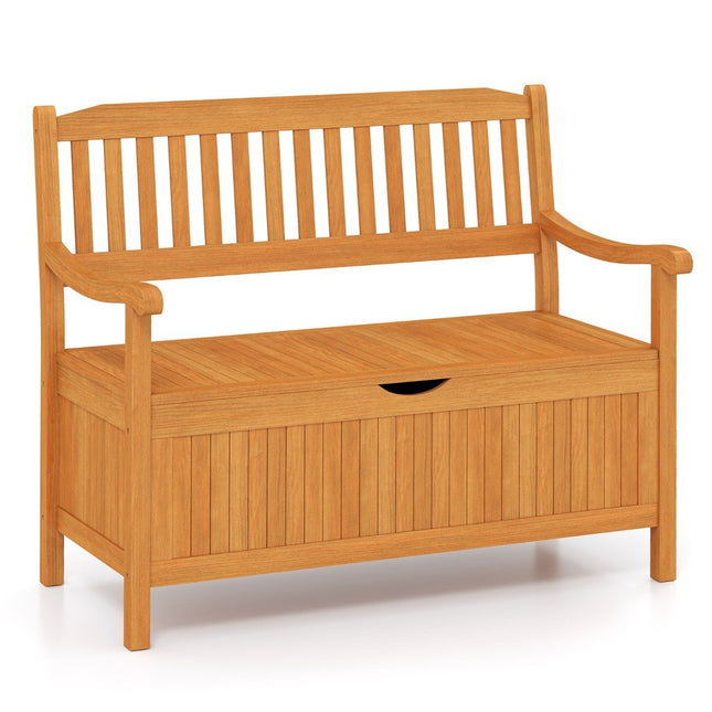 Gartenbank aus Holz mit Stauraum, 2-Sitzer, 360 kg Tragkraft