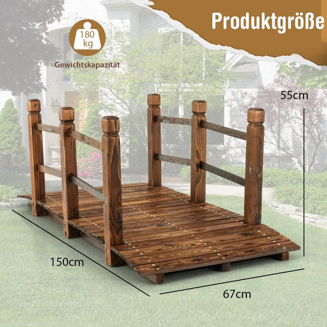 Gartenbrücke aus Holz, 150 cm, Fichte, wetterfest