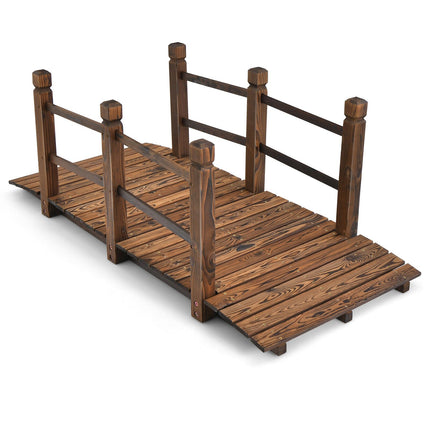 Dřevěný zahradní můstek, 5 ft, bezpečnostní zábradlí, jedlové dřevo