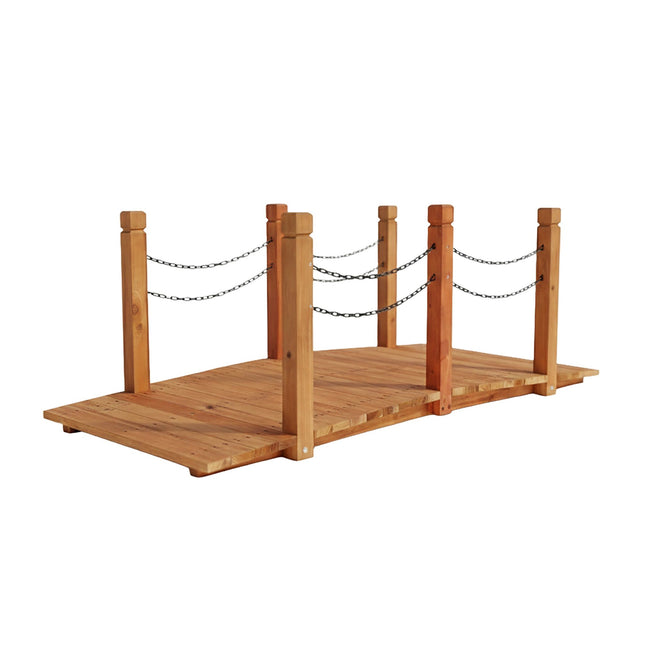 Hölzerne Gartenbrücke – Gewölbt, Kettenreling, Wetterfest