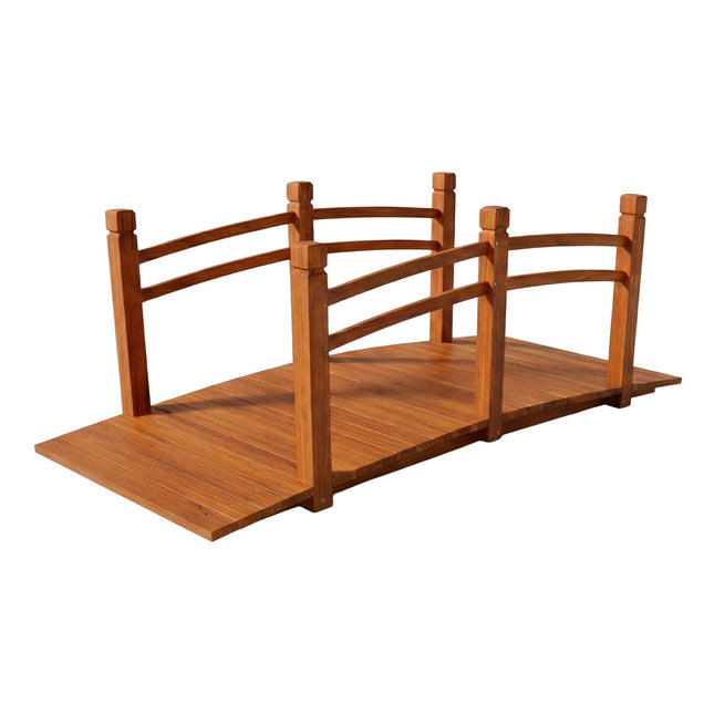 Gartenbrücke aus Holz – Gewölbte Tannenholz-Konstruktion für Teiche