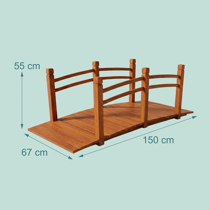 Gartenbrücke aus Holz – Gewölbte Tannenholz-Konstruktion für Teiche