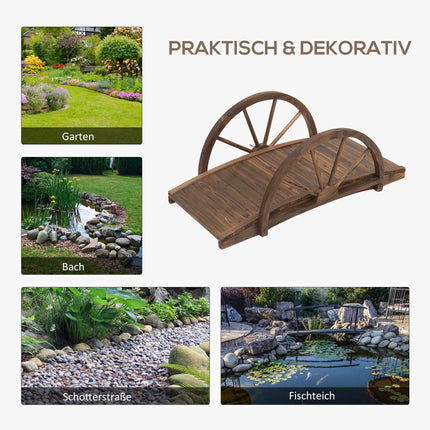 Gartenbrücke aus Holz mit Geländer, 100 x 50 cm