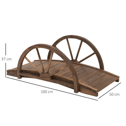 Gartenbrücke aus Holz mit Geländer, 100 x 50 cm