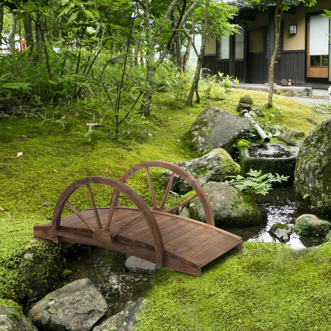 Gartenbrücke aus Holz mit Geländer, 100 x 50 cm