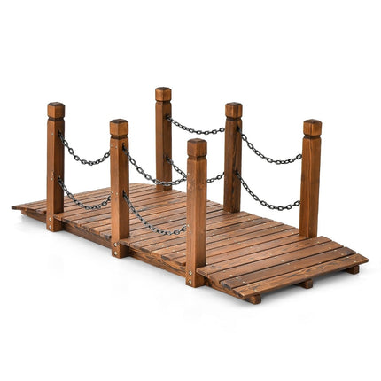 Gartenbrücke aus Holz mit Geländer, Fichte, 80 kg Traglast