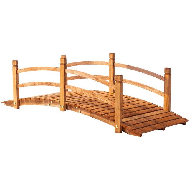 Gartenbrücke aus Holz mit Geländer, Tannenholz, 185 cm