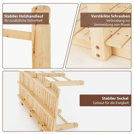 Gartenbrücke aus Holz mit Geländer, belastbar bis 100 kg