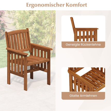 Wooden Garden Chairs Set of 2 with Armrests, 59x63x89 cm