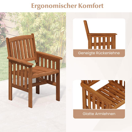 Wooden Garden Chairs Set of 2 with Armrests, 59x63x89 cm