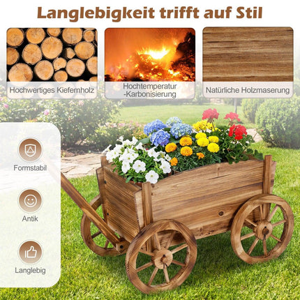 Gartenwagen aus Holz mit Rädern und Ablaufloch