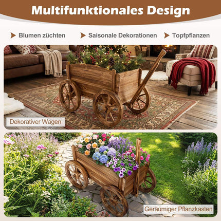 Gartenwagen aus Holz mit Rädern und Ablaufloch