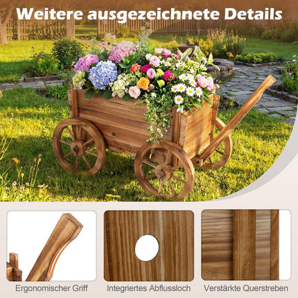 Gartenwagen aus Holz mit Rädern und Ablaufloch