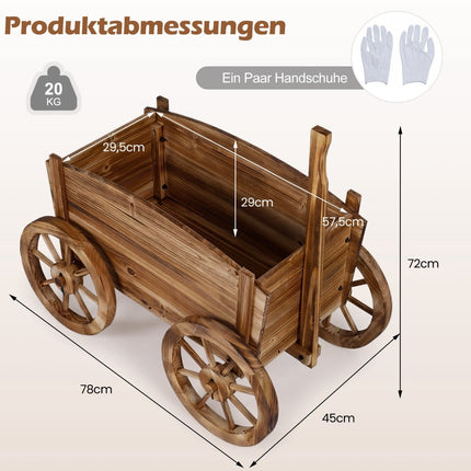 Gartenwagen aus Holz mit Rädern und Ablaufloch