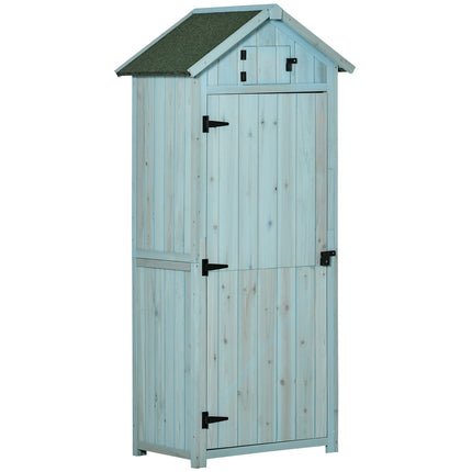 Gartenholzschuppen, Wetterfest, 77x54x179 cm, Blau/Grün