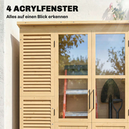 Wooden Garden Shed with Shelves, Double Doors, 147x68x198cm