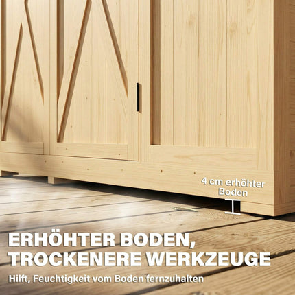 Wooden Garden Shed with Shelves, Double Doors, 147x68x198cm