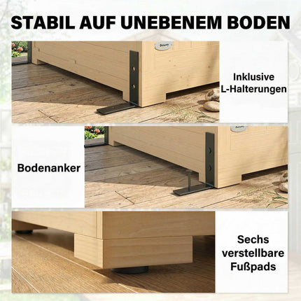 Wooden Garden Shed with Shelves, Double Doors, 147x68x198cm