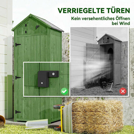 Holz-Gartenschuppen mit Regalen und abschließbarer Tür