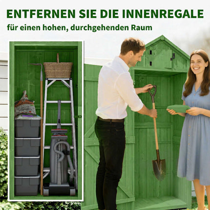 Holz-Gartenschuppen mit Regalen und abschließbarer Tür
