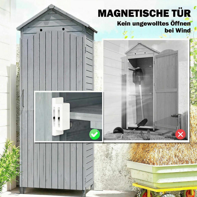 Gartenschuppen aus Holz mit verstellbaren Regalen, Belüftung