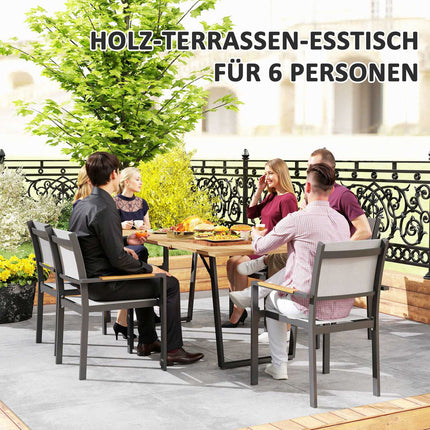 Wetterfester Esstisch aus Holz, 175x80 cm mit Schirmloch