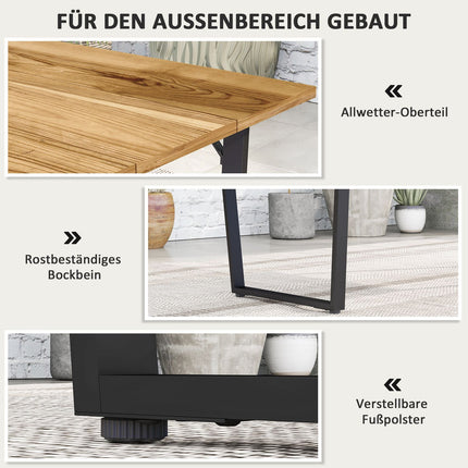 Wetterfester Esstisch aus Holz, 175x80 cm mit Schirmloch