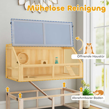 Wooden Hamster Cage, 3 Levels, 95x53x76 cm