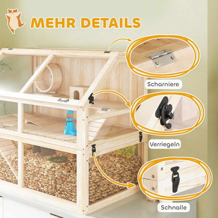 Wooden Hamster Cage, 3 Levels, 95x53x76 cm