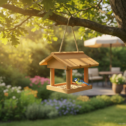Vogelhaus zum Aufhängen aus Holz – Leicht zu reinigen, offenes Design