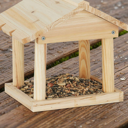 Wooden Hanging Bird Feeder – Easy-Clean, Open Design