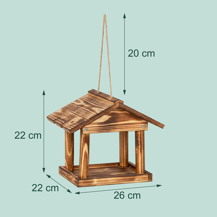 Wooden Hanging Bird Feeder – Easy Clean, Open Design