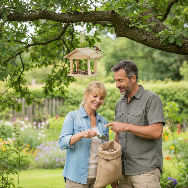 Wooden Hanging Bird Feeder – Easy-Clean, Open Design