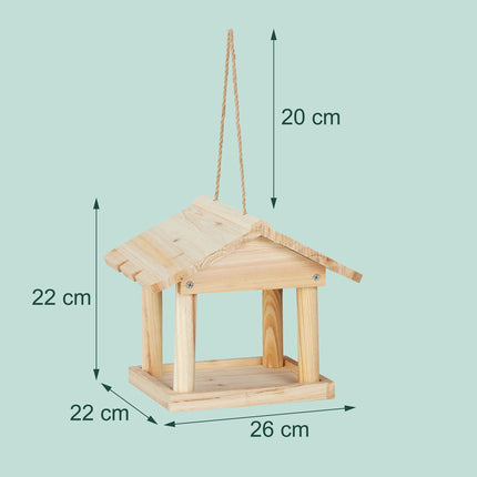 Wooden Hanging Bird Feeder – Easy-Clean, Open Design