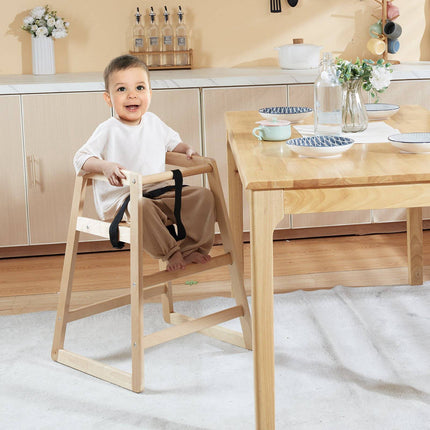 Wooden High Chair, Birch Wood, Stackable Easy-Clean