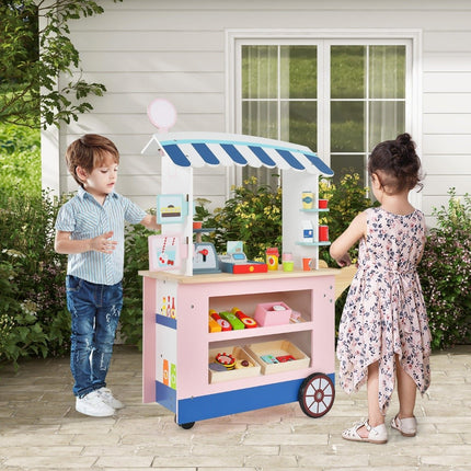 Holz-Spiel-Food-Truck für Kinder mit 30 Zubehörteilen, ab 3 Jahren