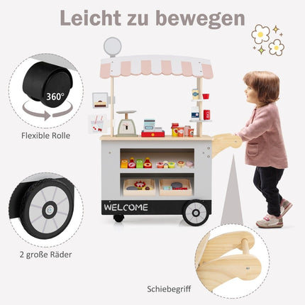 Hölzerner Kinder-Imbisswagen mit 30 Zubehörteilen, ab 3 Jahren