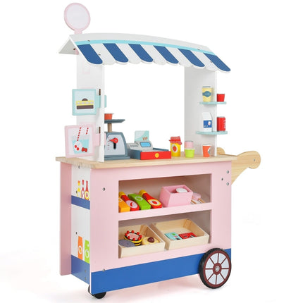 Holz-Spiel-Food-Truck für Kinder mit 30 Zubehörteilen, ab 3 Jahren