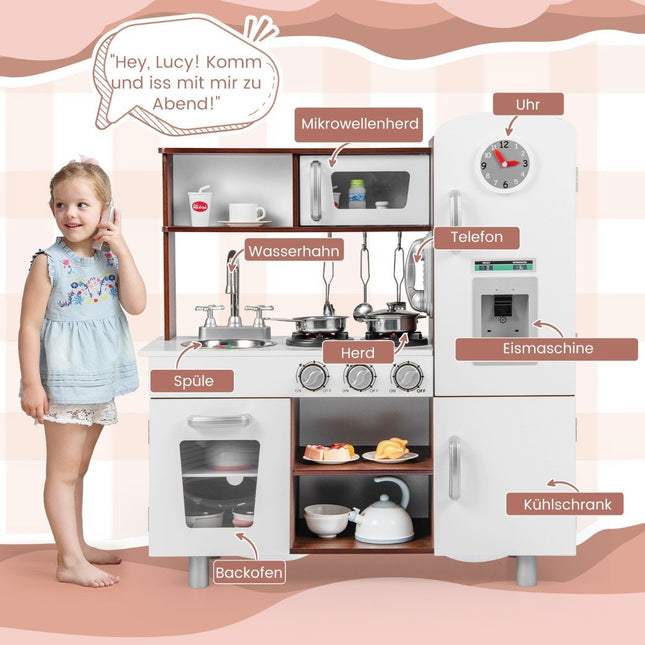 Kinderküche aus Holz mit Licht, Sound, Backofen & Utensilien