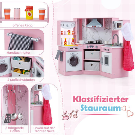 Wooden Kids Kitchen Set with Light, Sound, Water Dispenser