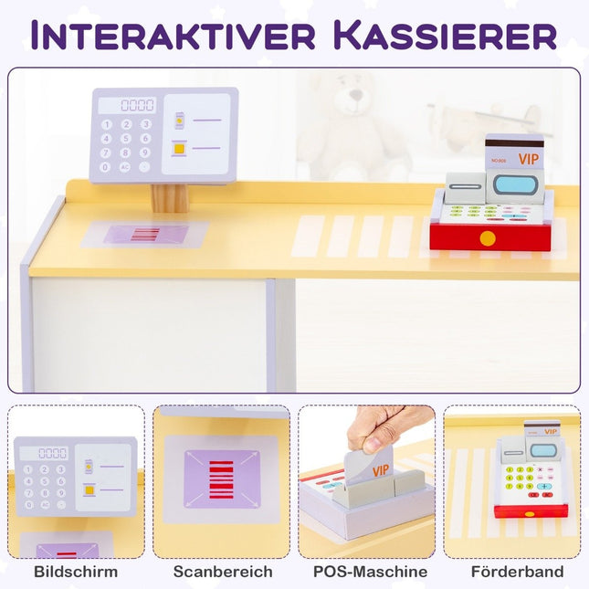 Hölzerner Kinderkaufladen mit Ladentisch, 89x57x80 cm