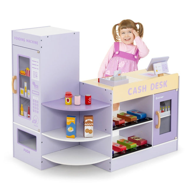 Hölzerner Kinderkaufladen mit Ladentisch, 89x57x80 cm