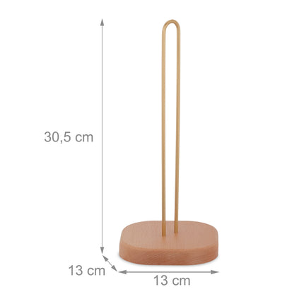 Wooden Kitchen Roll Holder with Wide Base