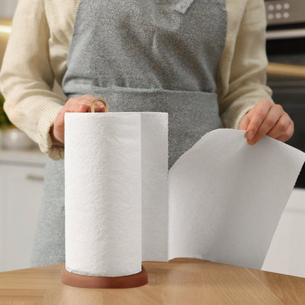 Wooden Kitchen Roll Holder with Wide Base