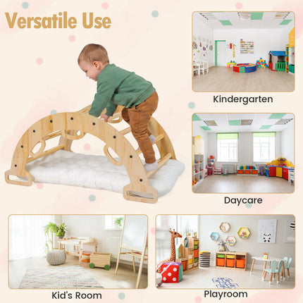 Wooden Montessori Rocking Climbing Arch with Cushion
