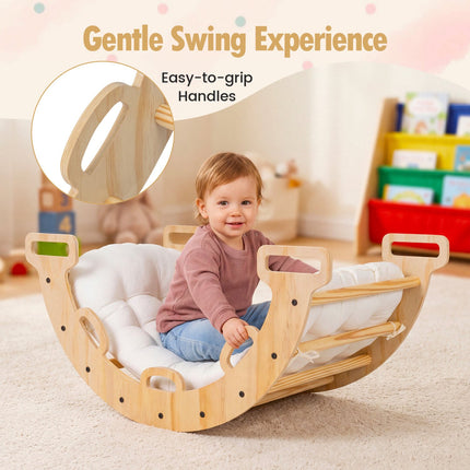 Wooden Montessori Rocking Climbing Arch with Cushion