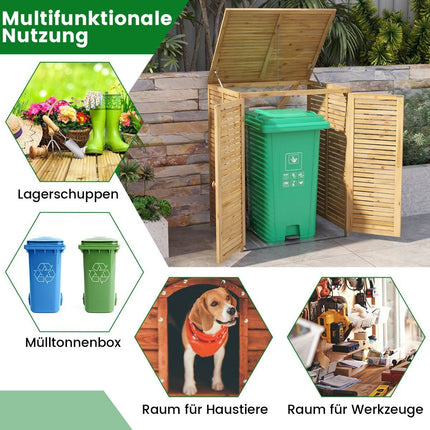 Mülltonnenbox aus Holz für den Außenbereich – 120L, abschließbar, belüftet