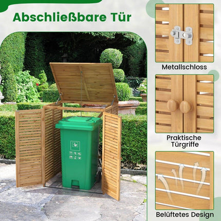 Mülltonnenbox aus Holz für den Außenbereich – 120L, abschließbar, belüftet